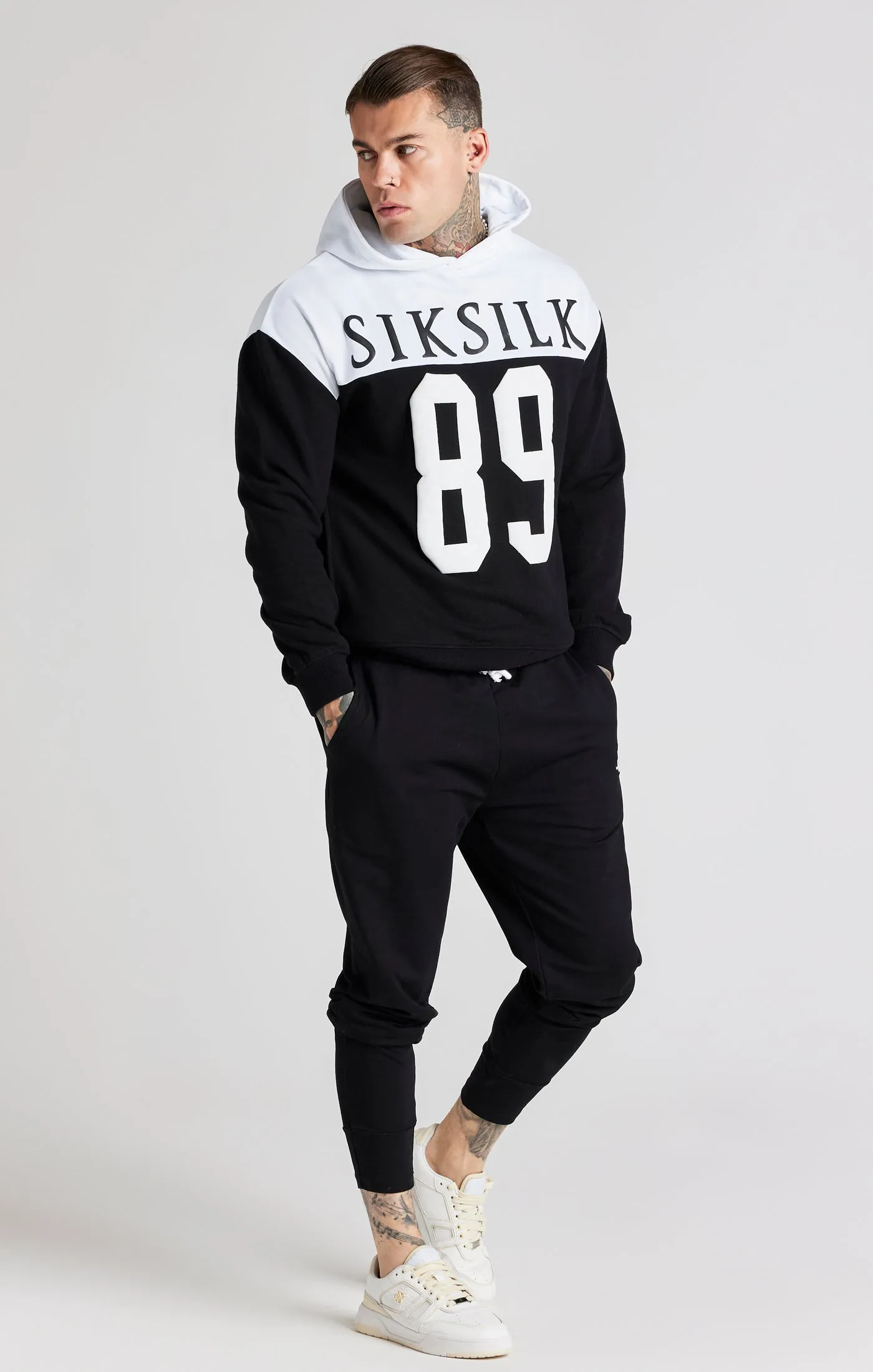 Black Retro 89 Print Oversized Hoodie sold by Siksilk product image thumbnail 4