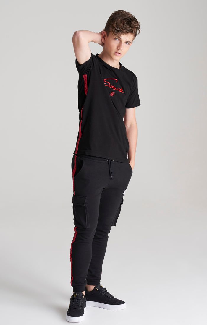 Boys Black Taped T-Shirt sold by Siksilk product image thumbnail 4