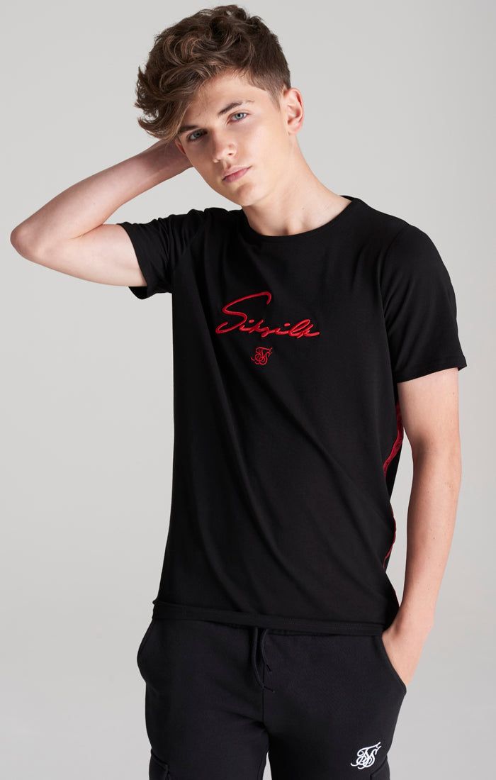 Boys Black Taped T-Shirt sold by Siksilk