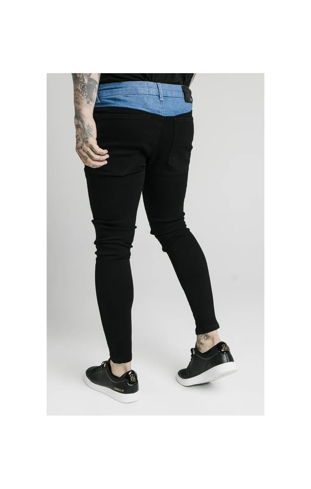 SikSilk Contrast Distressed Skinny Jeans - Washed Black & Midstone sold by Siksilk product image thumbnail 2