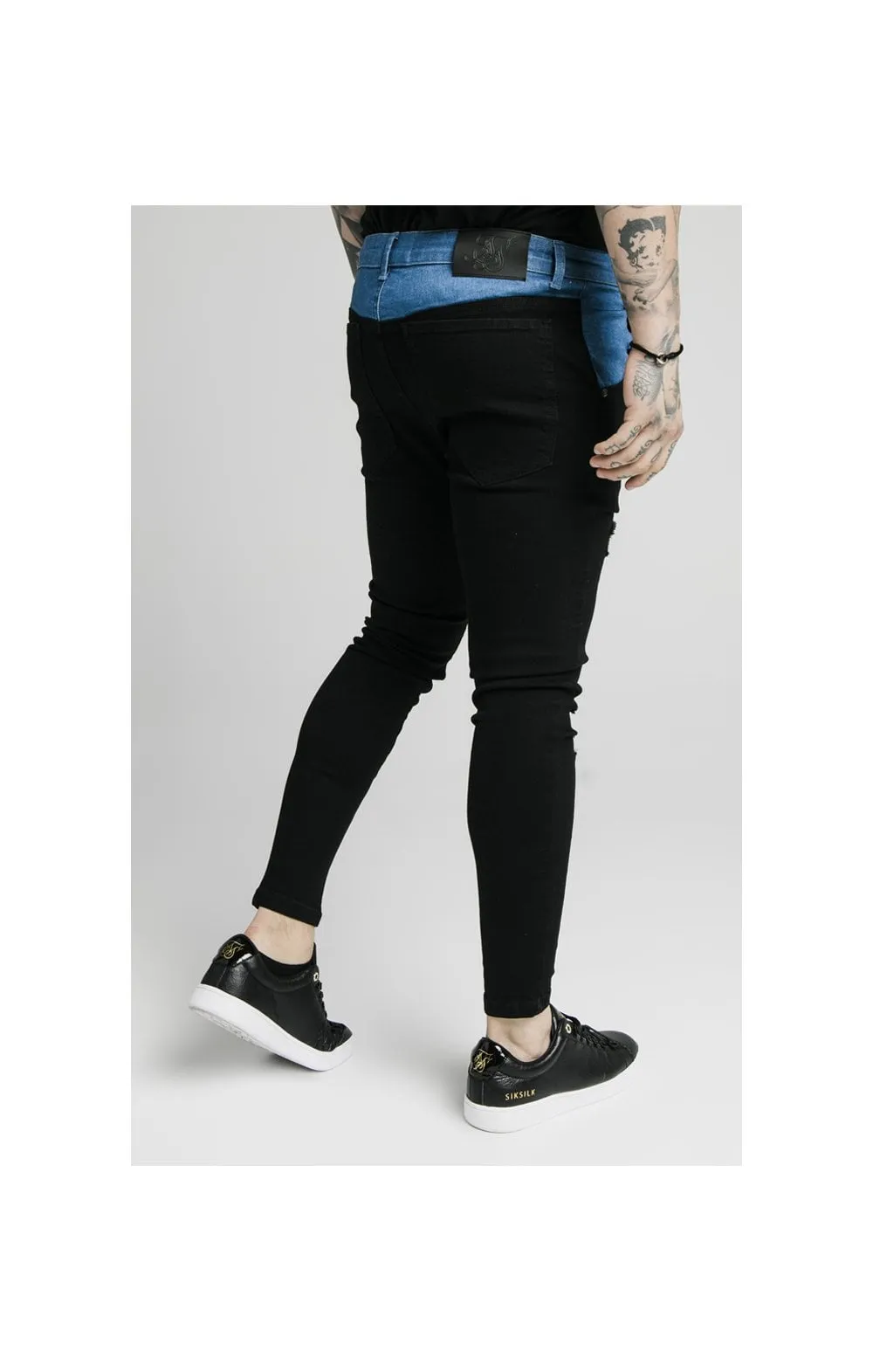 SikSilk Contrast Distressed Skinny Jeans - Washed Black & Midstone sold by Siksilk product image thumbnail 3