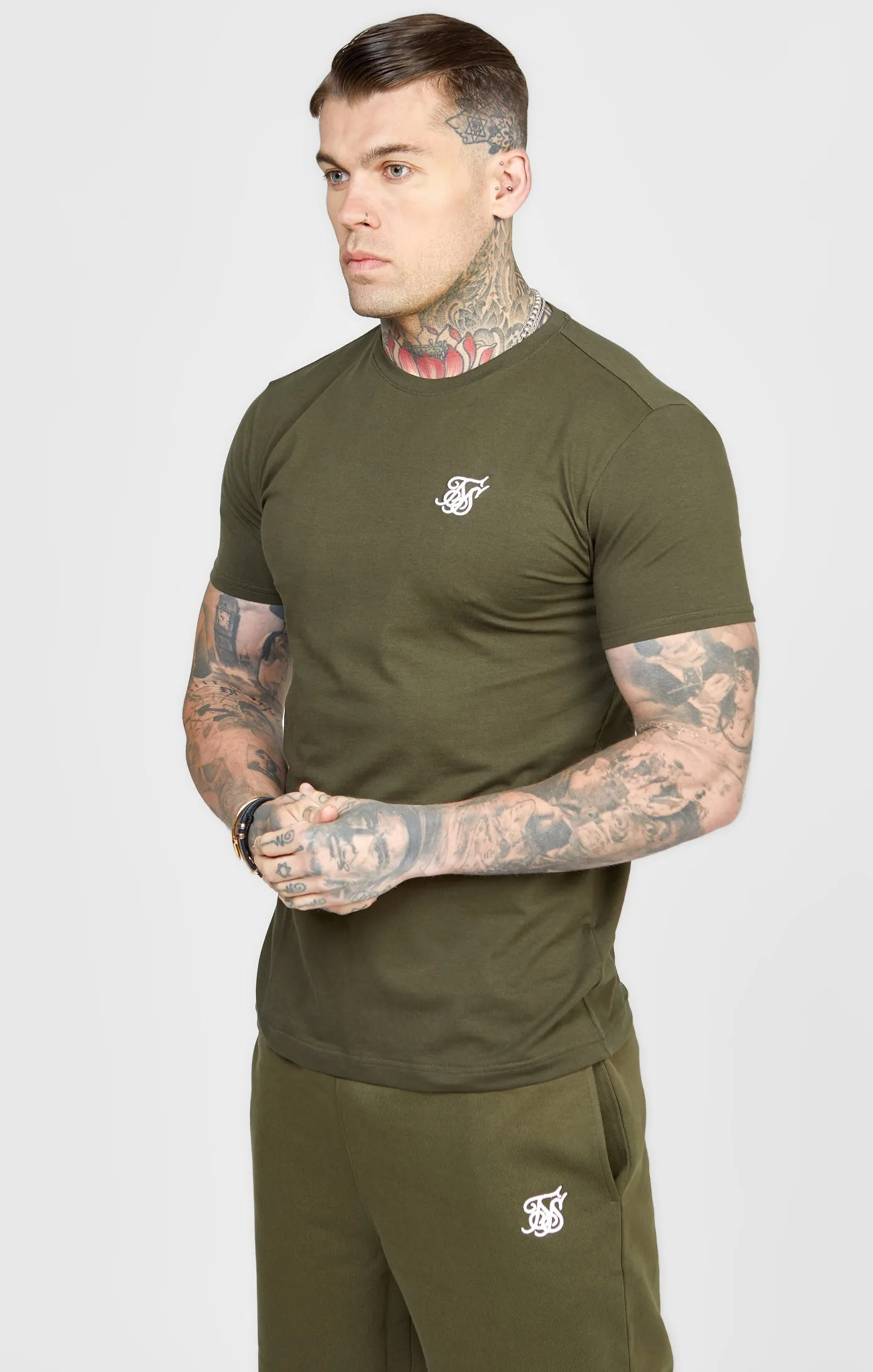 Khaki Essential Muscle Fit T-Shirt sold by Siksilk