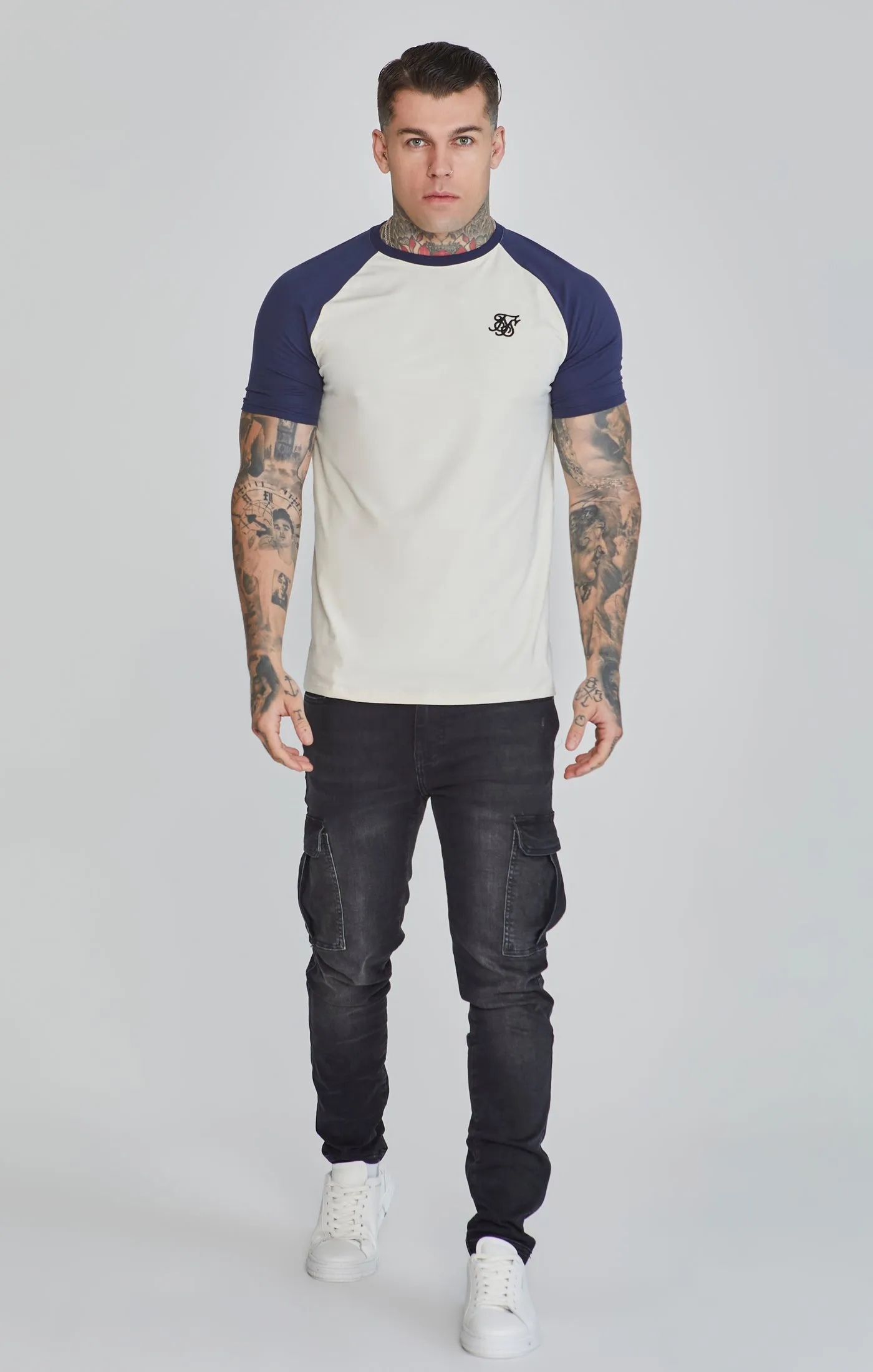 Ecru Navy Raglan T-Shirt sold by Siksilk product image thumbnail 2