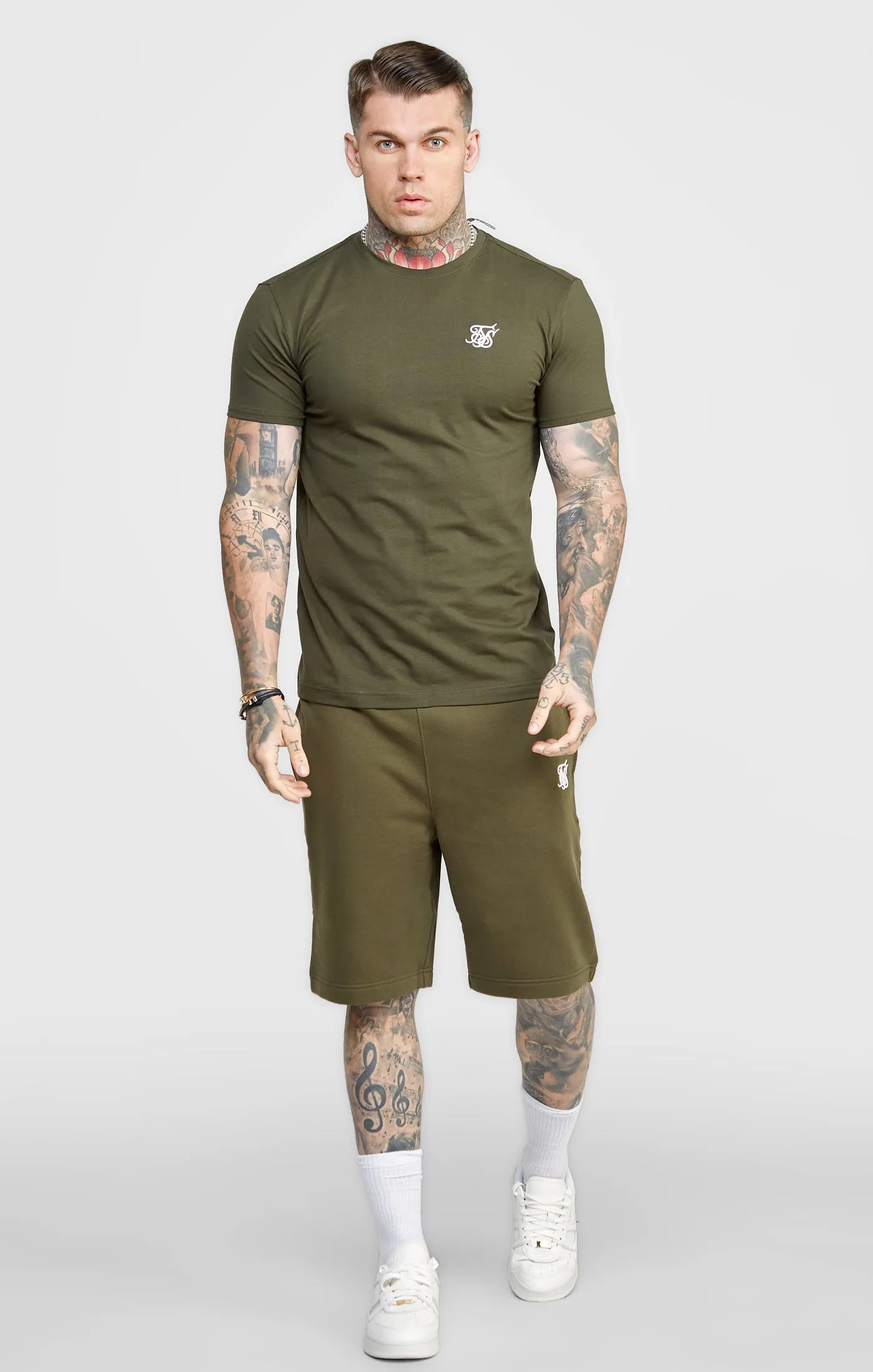 Khaki Essential Muscle Fit T-Shirt sold by Siksilk product image thumbnail 3