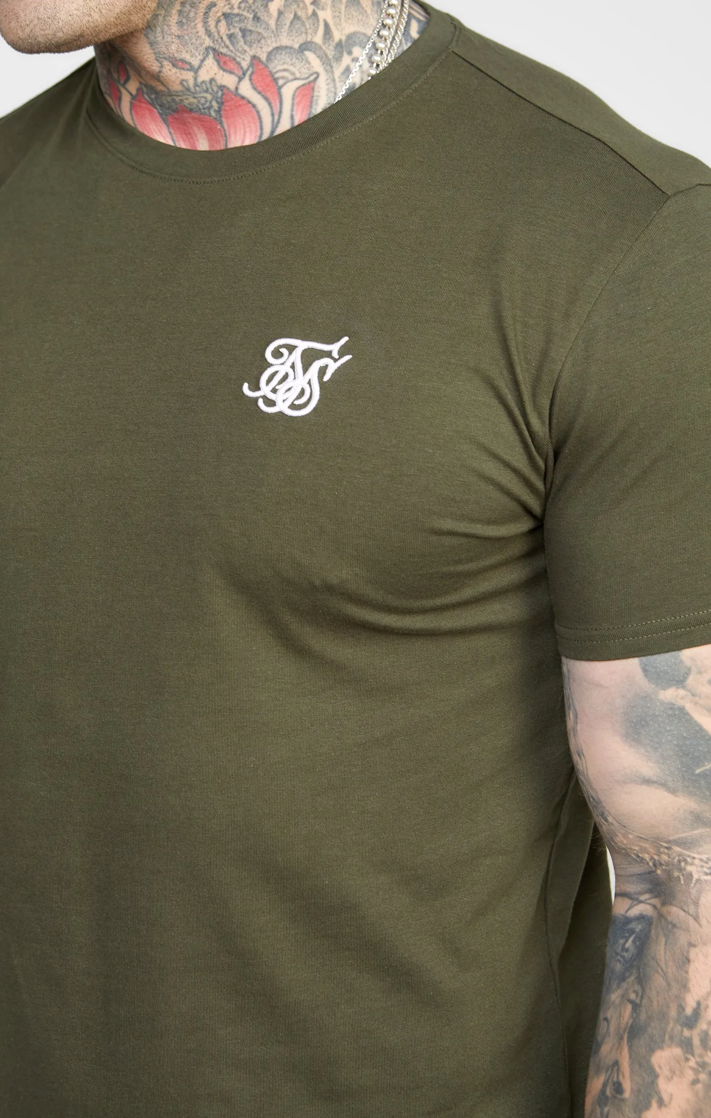 Khaki Essential Muscle Fit T-Shirt sold by Siksilk product image thumbnail 2