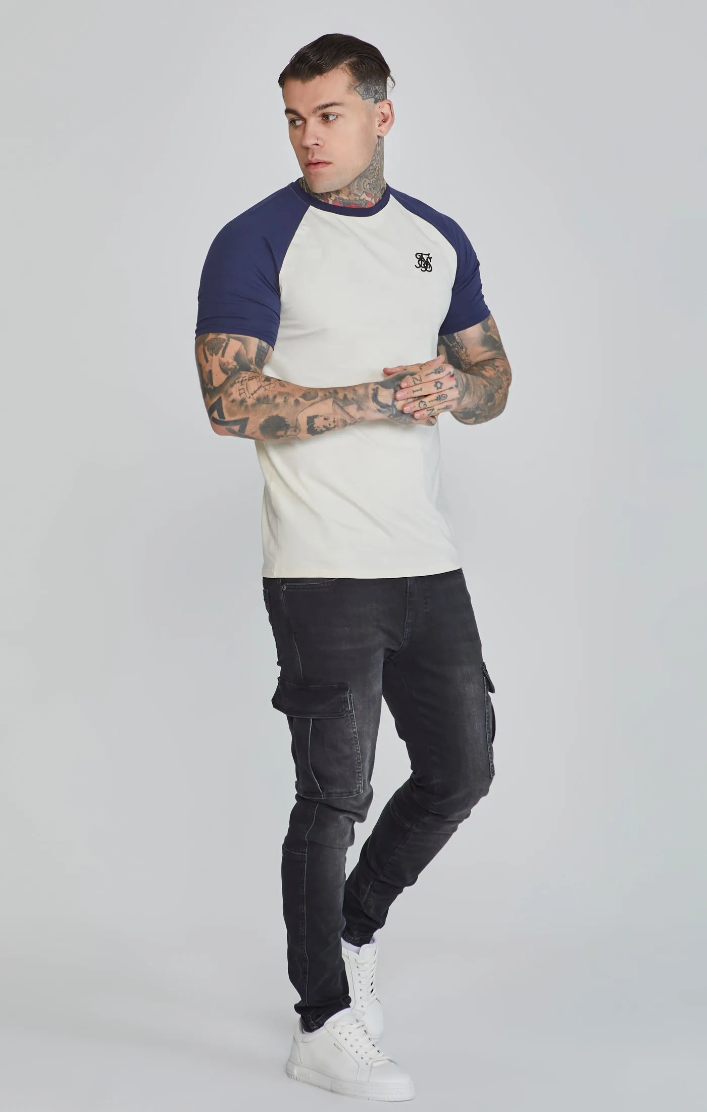 Ecru Navy Raglan T-Shirt sold by Siksilk product image thumbnail 4