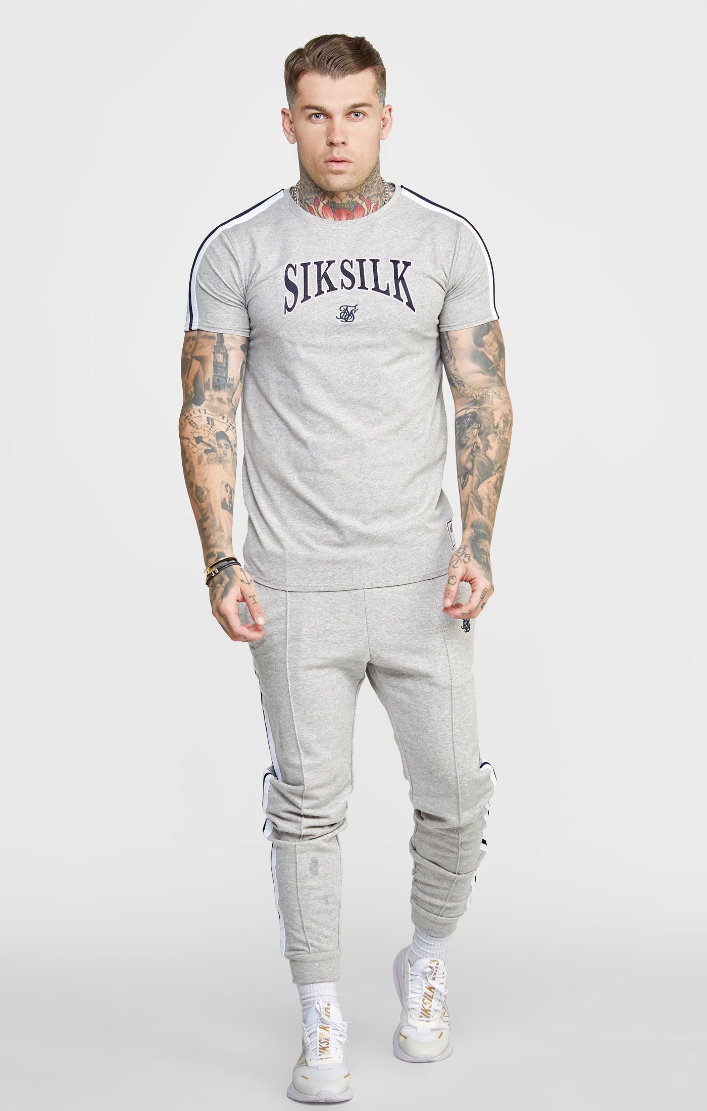 Grey Collegiate Muscle Fit T-Shirt sold by Siksilk product image thumbnail 3