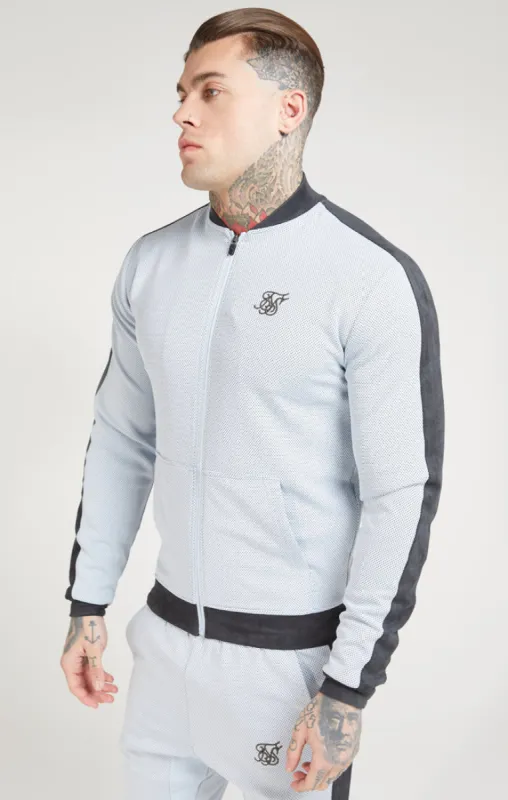 SikSilk Eyelet Poly Tape Bomber Jacket - Ice Grey & Charcoal sold by Siksilk