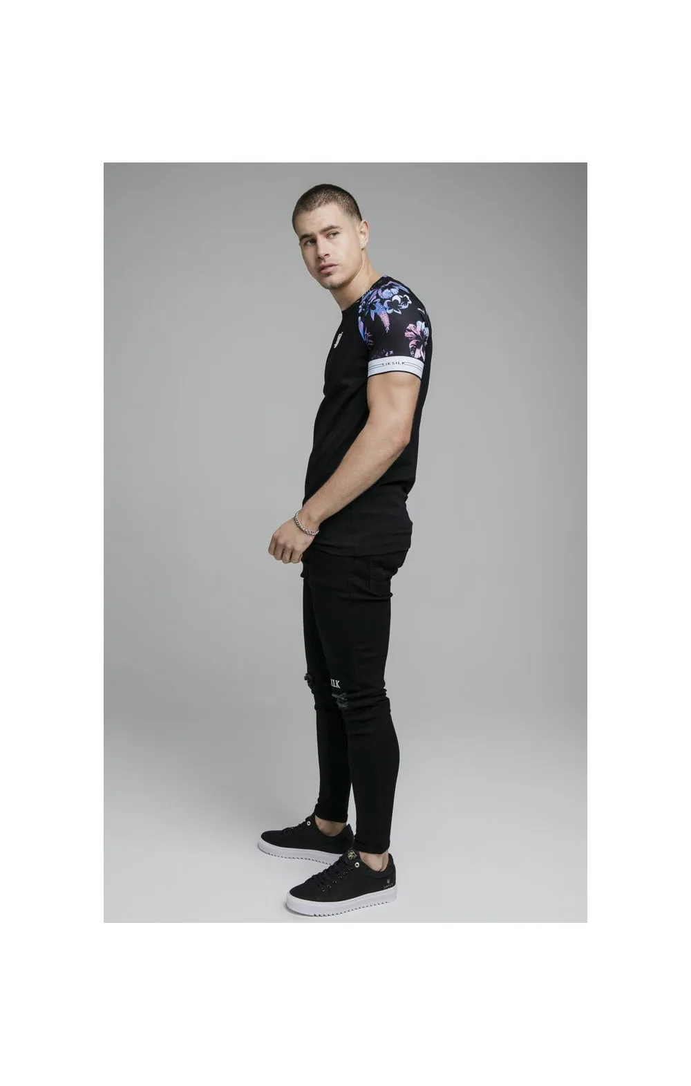 Black Tie Dye Elastic Cuff T-Shirt sold by Siksilk product image thumbnail 5