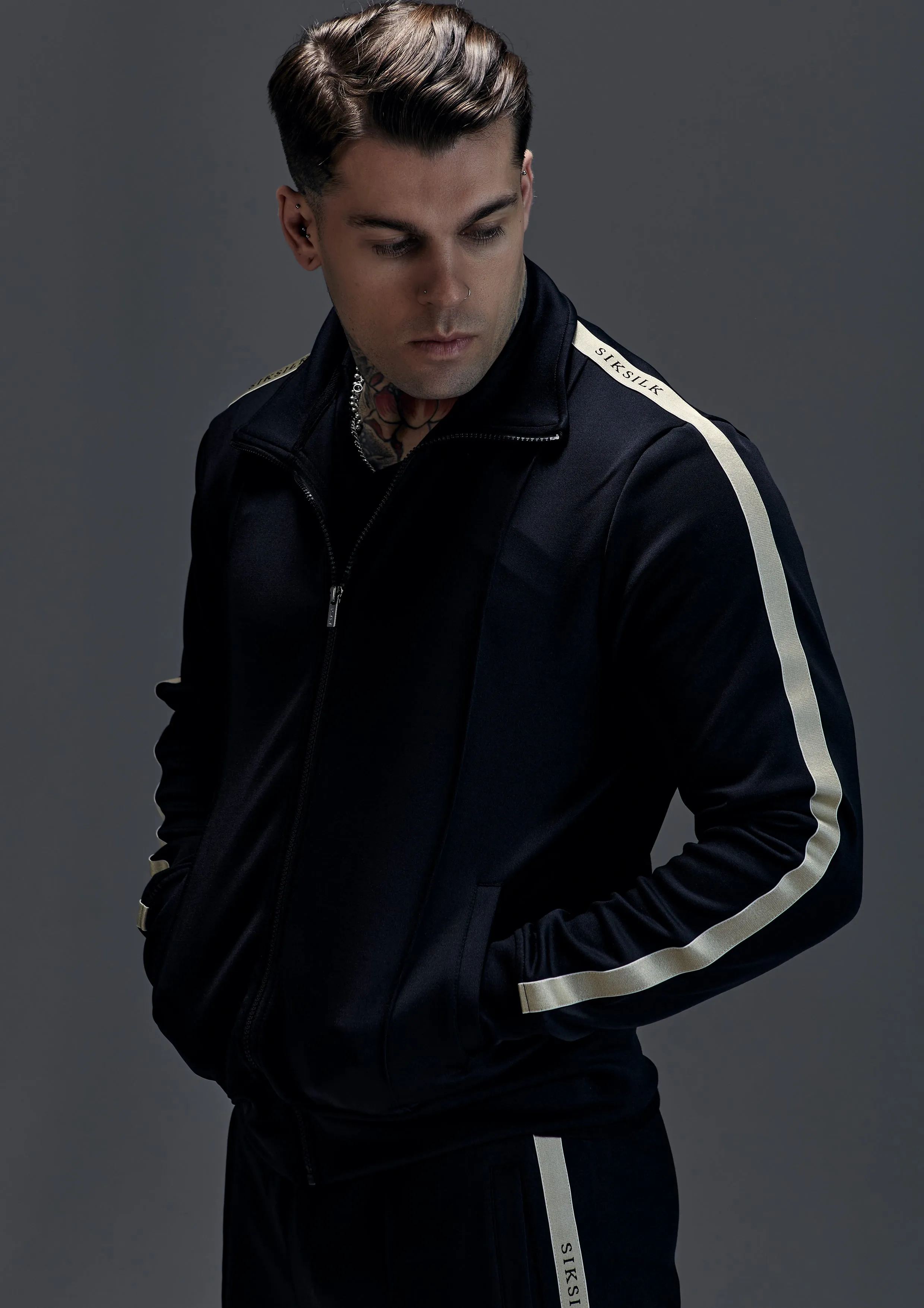 Black Track Top sold by Siksilk