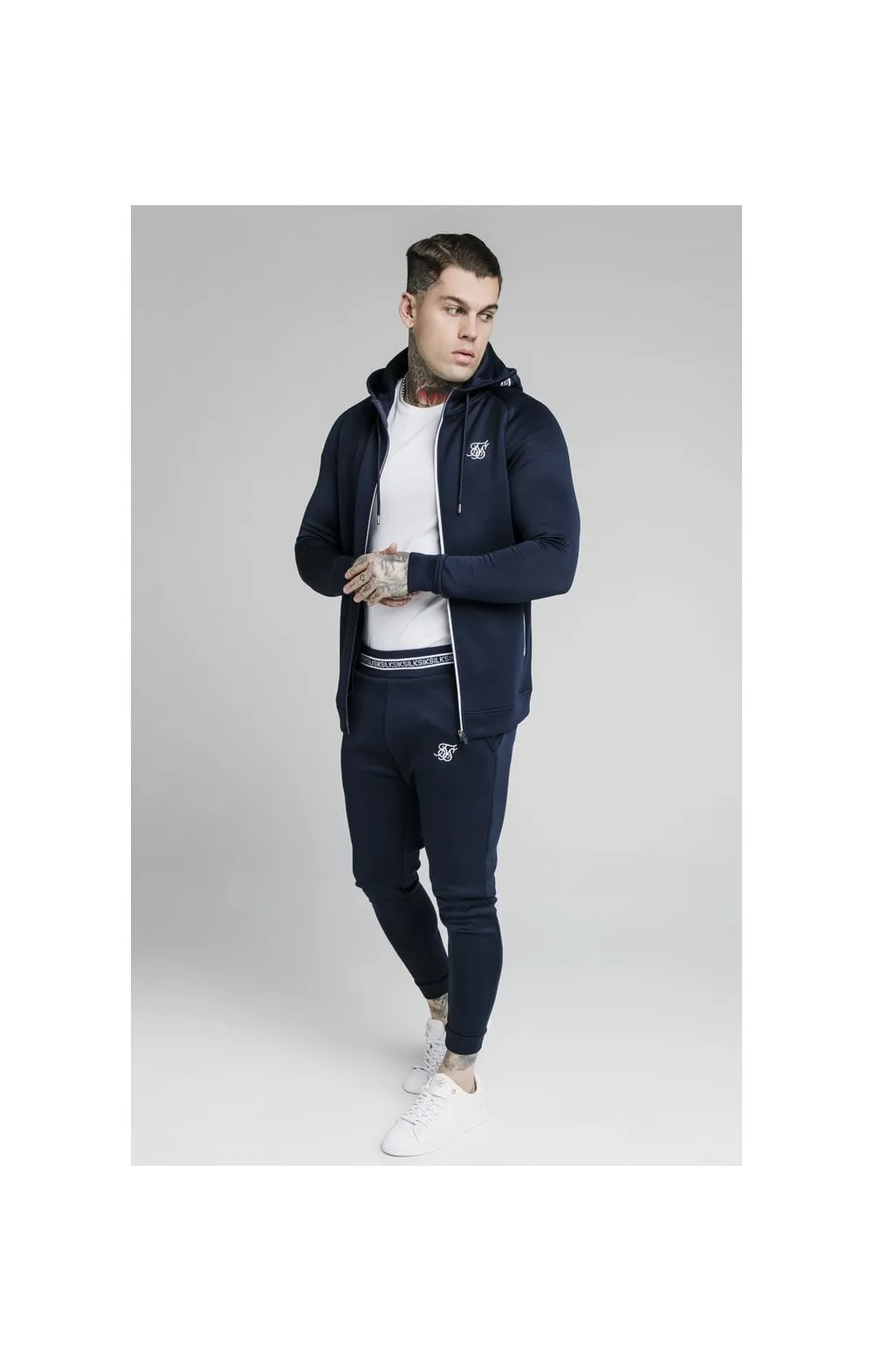 SikSilk Element Zip Through Hoodie - Navy & White sold by Siksilk product image thumbnail 5