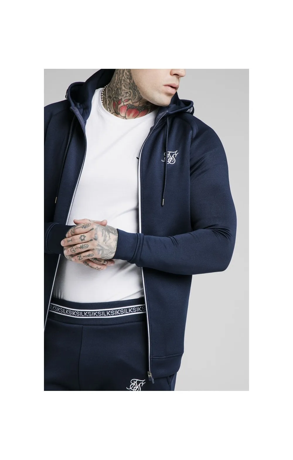 SikSilk Element Zip Through Hoodie - Navy & White sold by Siksilk product image thumbnail 2