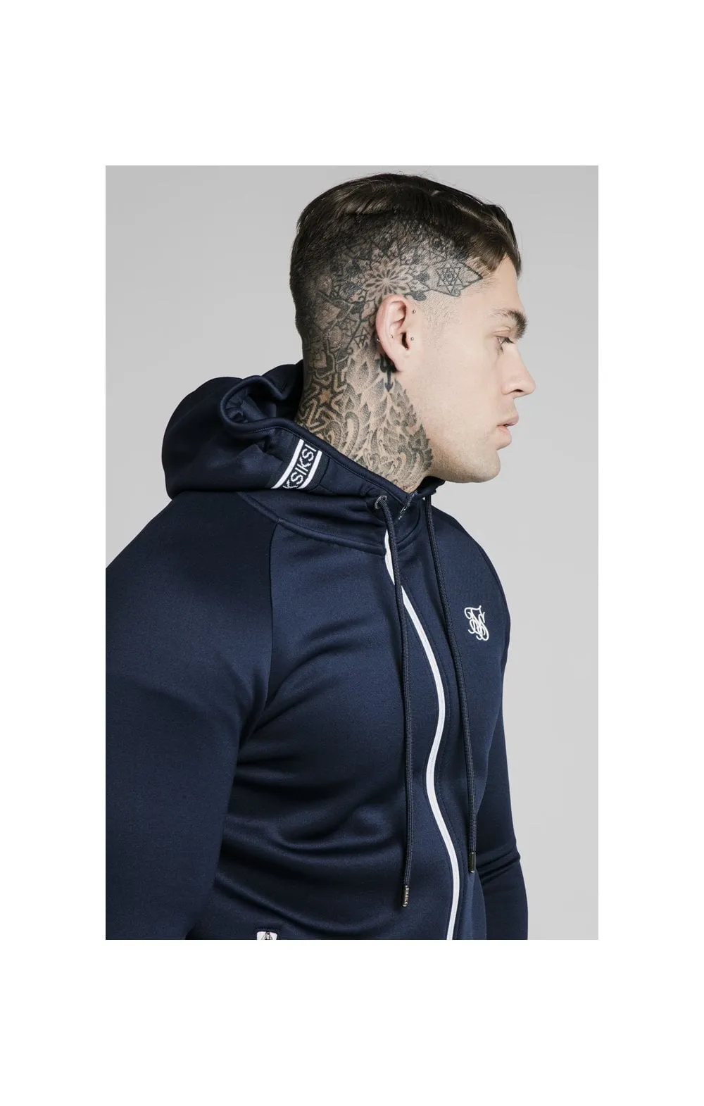 SikSilk Element Zip Through Hoodie - Navy & White sold by Siksilk product image thumbnail 3