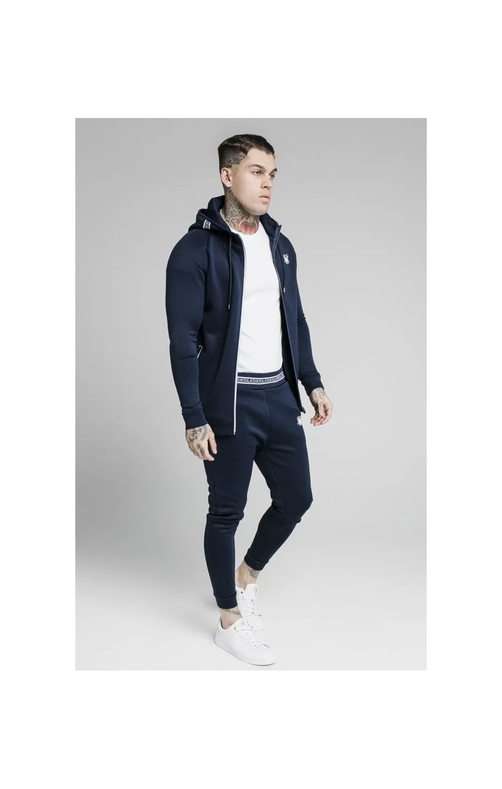 SikSilk Element Zip Through Hoodie - Navy & White sold by Siksilk product image thumbnail 4