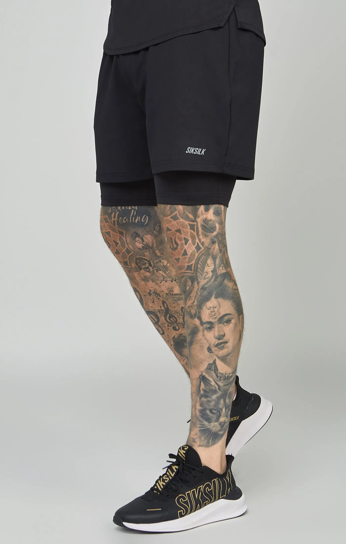 Black Sports Dual Layer Shorts sold by Siksilk