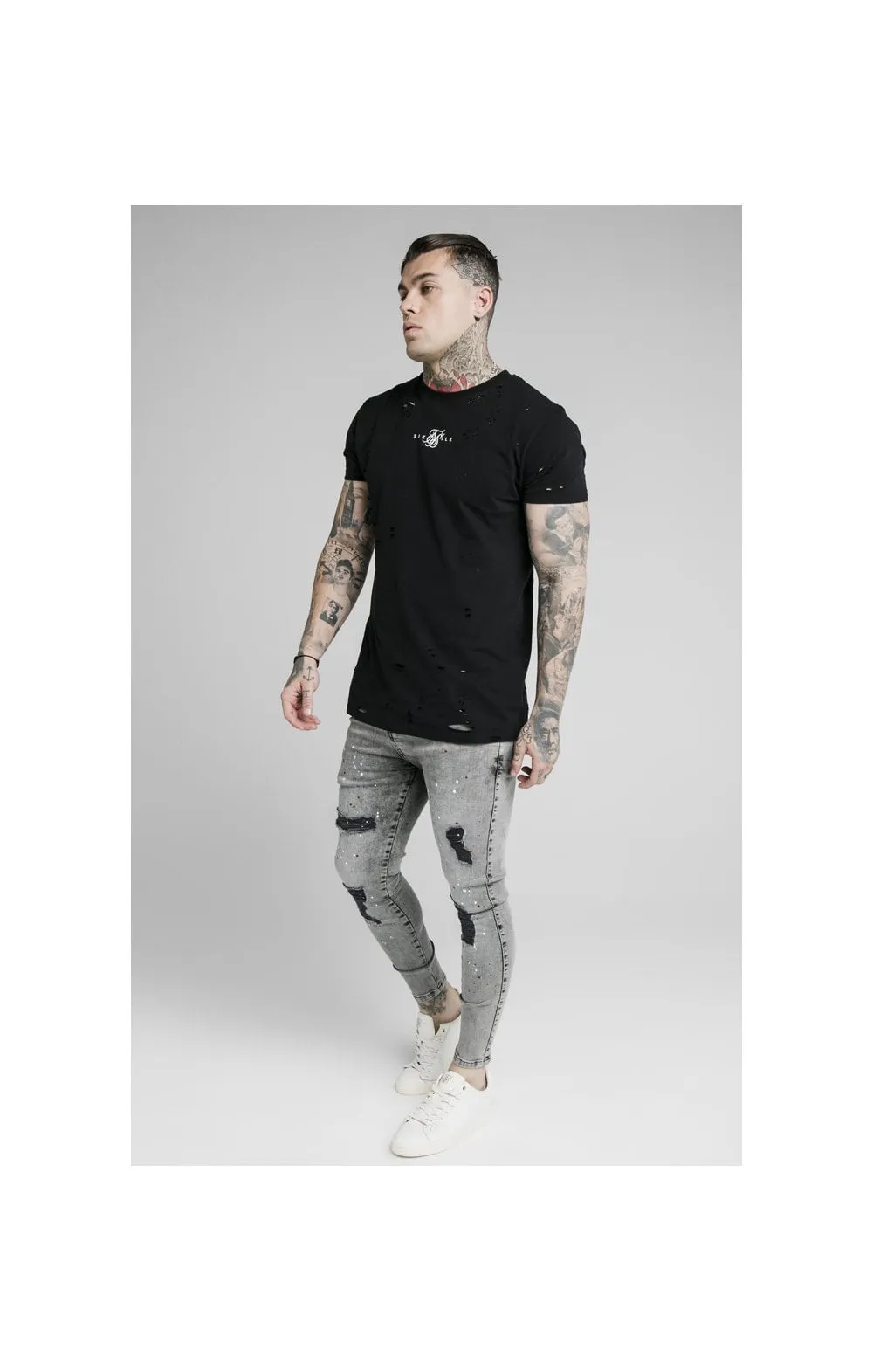 SikSilk Skinny Distressed Riot Jeans - Snow Wash sold by Siksilk product image thumbnail 5