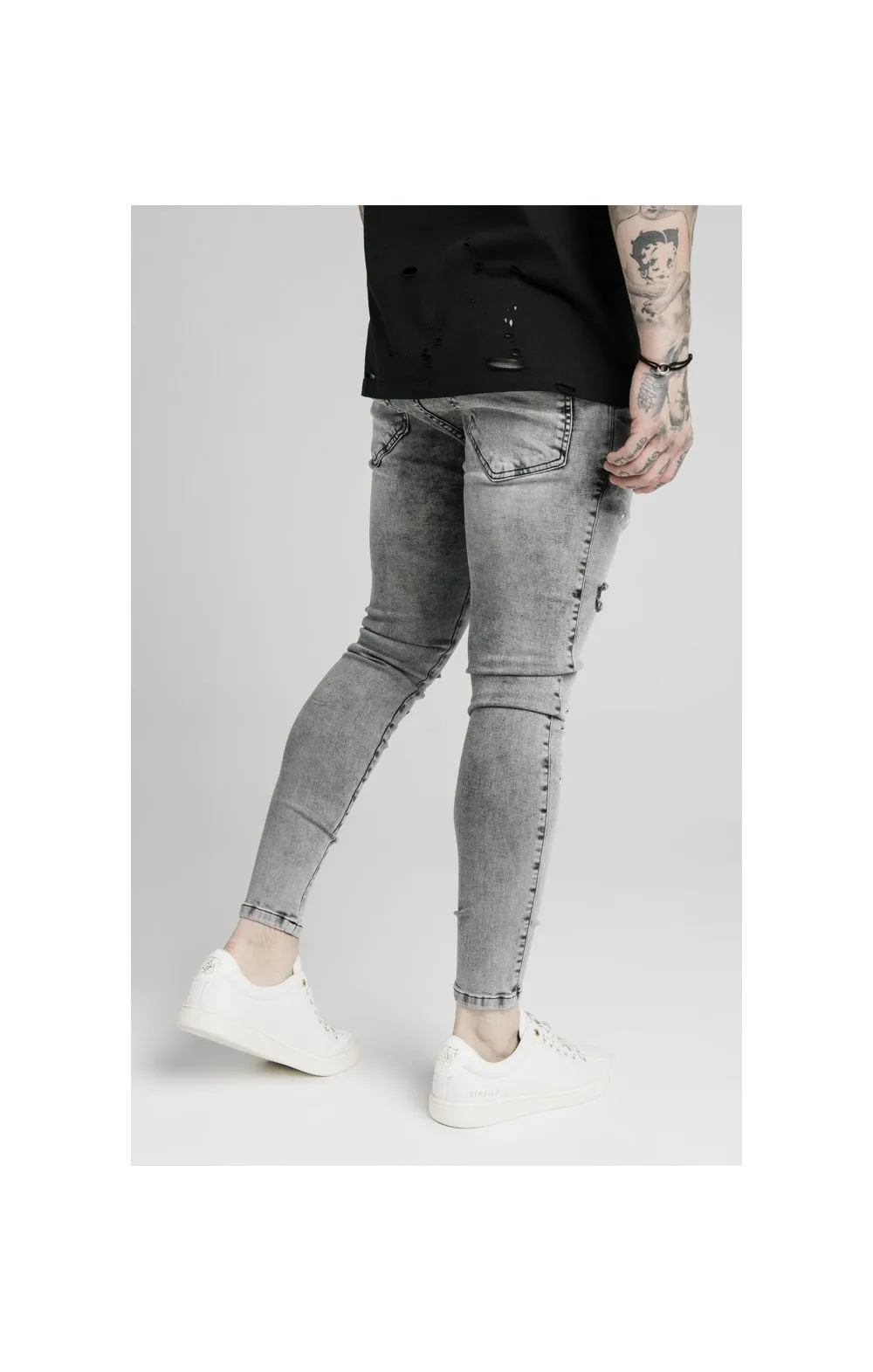 SikSilk Skinny Distressed Riot Jeans - Snow Wash sold by Siksilk product image thumbnail 3