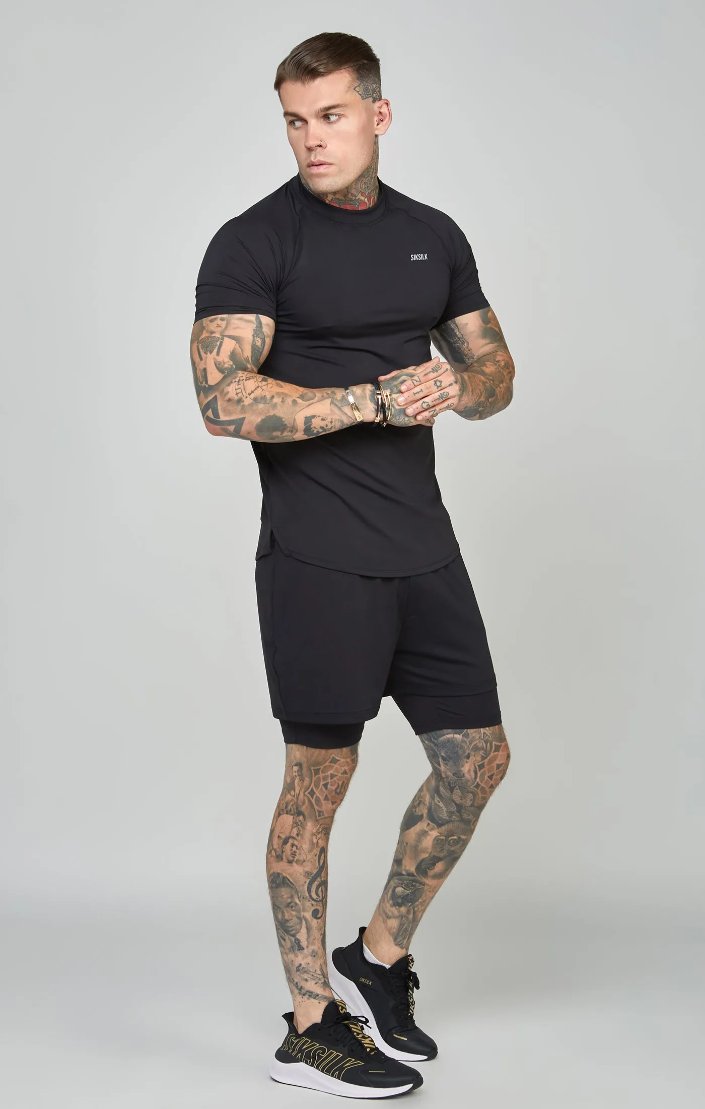 Black Sports Dual Layer Shorts sold by Siksilk product image thumbnail 3