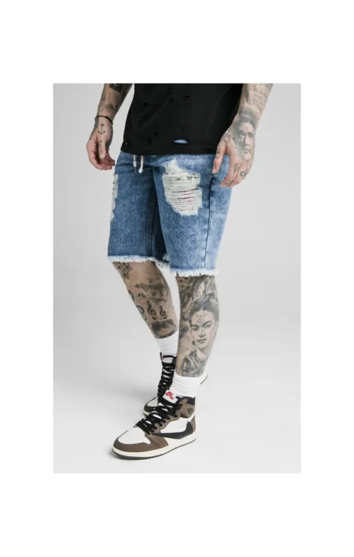 SikSilk Relaxed Floral Pixel Denim Shorts – Midstone sold by Siksilk