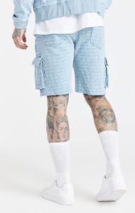 Blue Jacquard Denim Cargo Short sold by Siksilk