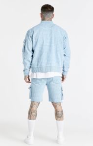 Blue Jacquard Denim Cargo Short sold by Siksilk
