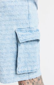 Blue Jacquard Denim Cargo Short sold by Siksilk