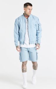 Blue Jacquard Denim Cargo Short sold by Siksilk