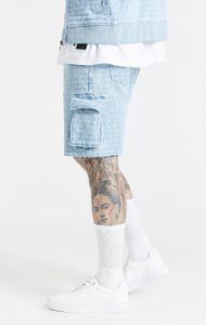 Blue Jacquard Denim Cargo Short sold by Siksilk
