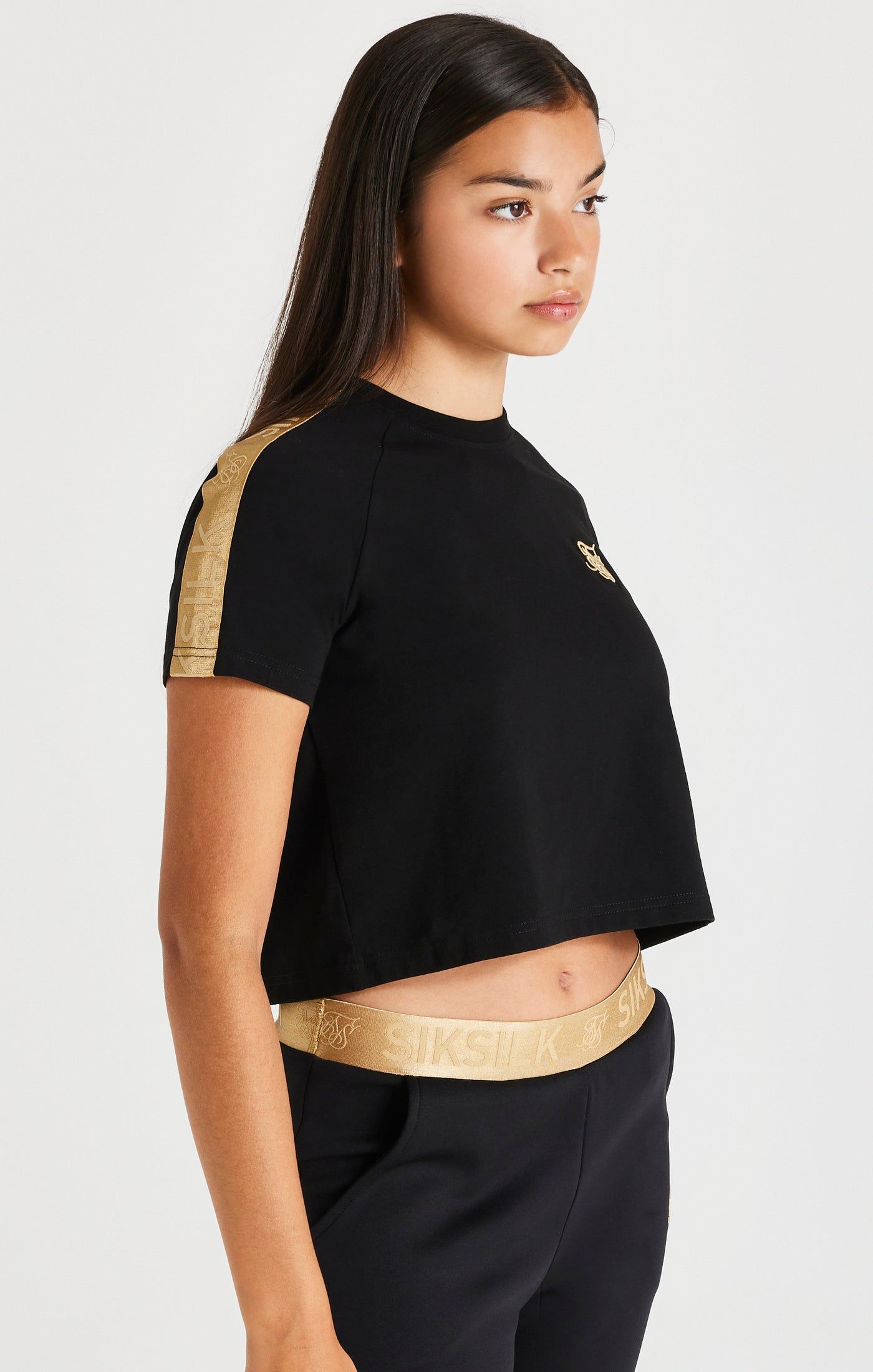 SikSilk Metallic Taped Raglan Tee - Black sold by Siksilk