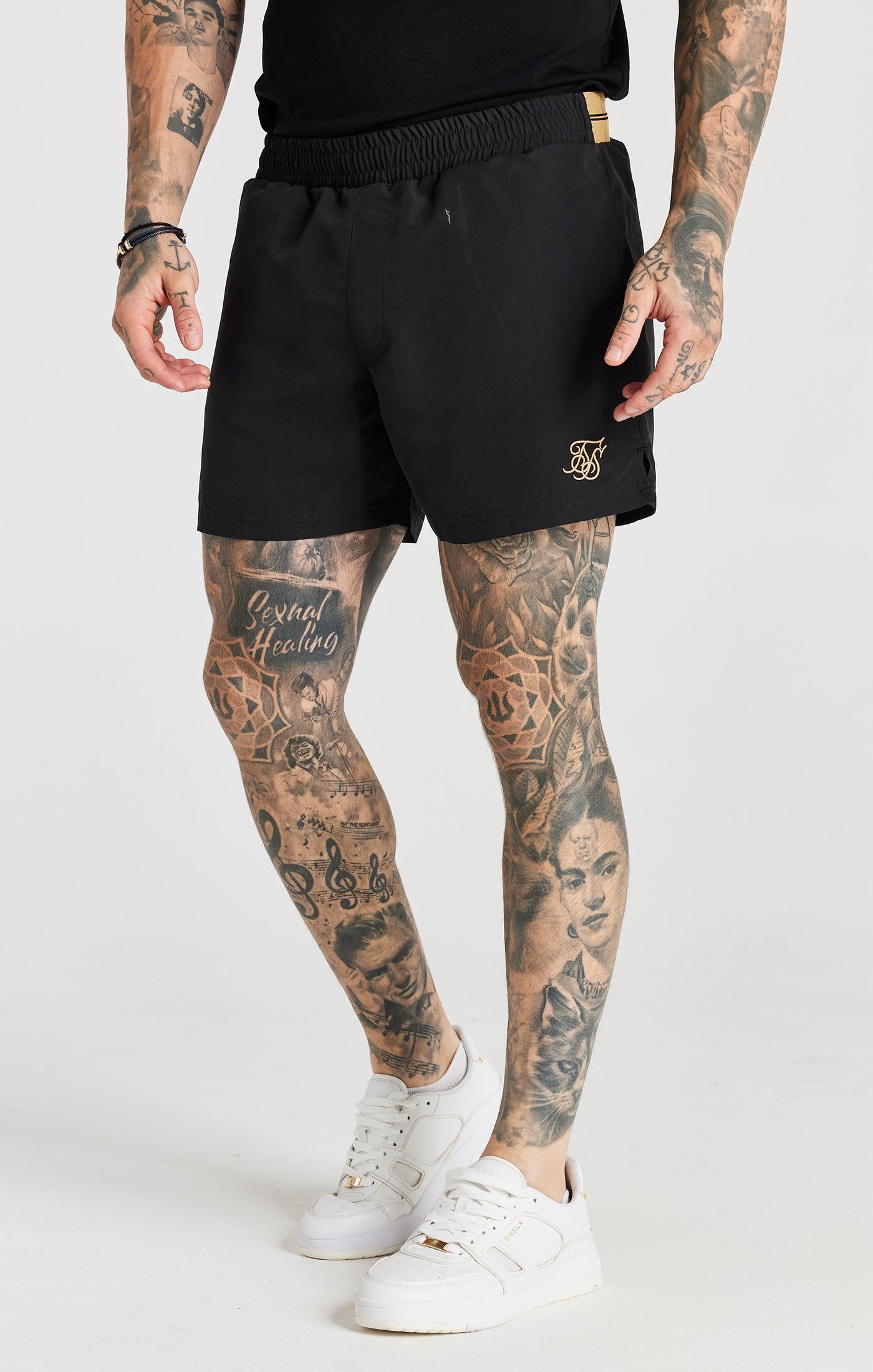 Black Embroidered Logo Short sold by Siksilk