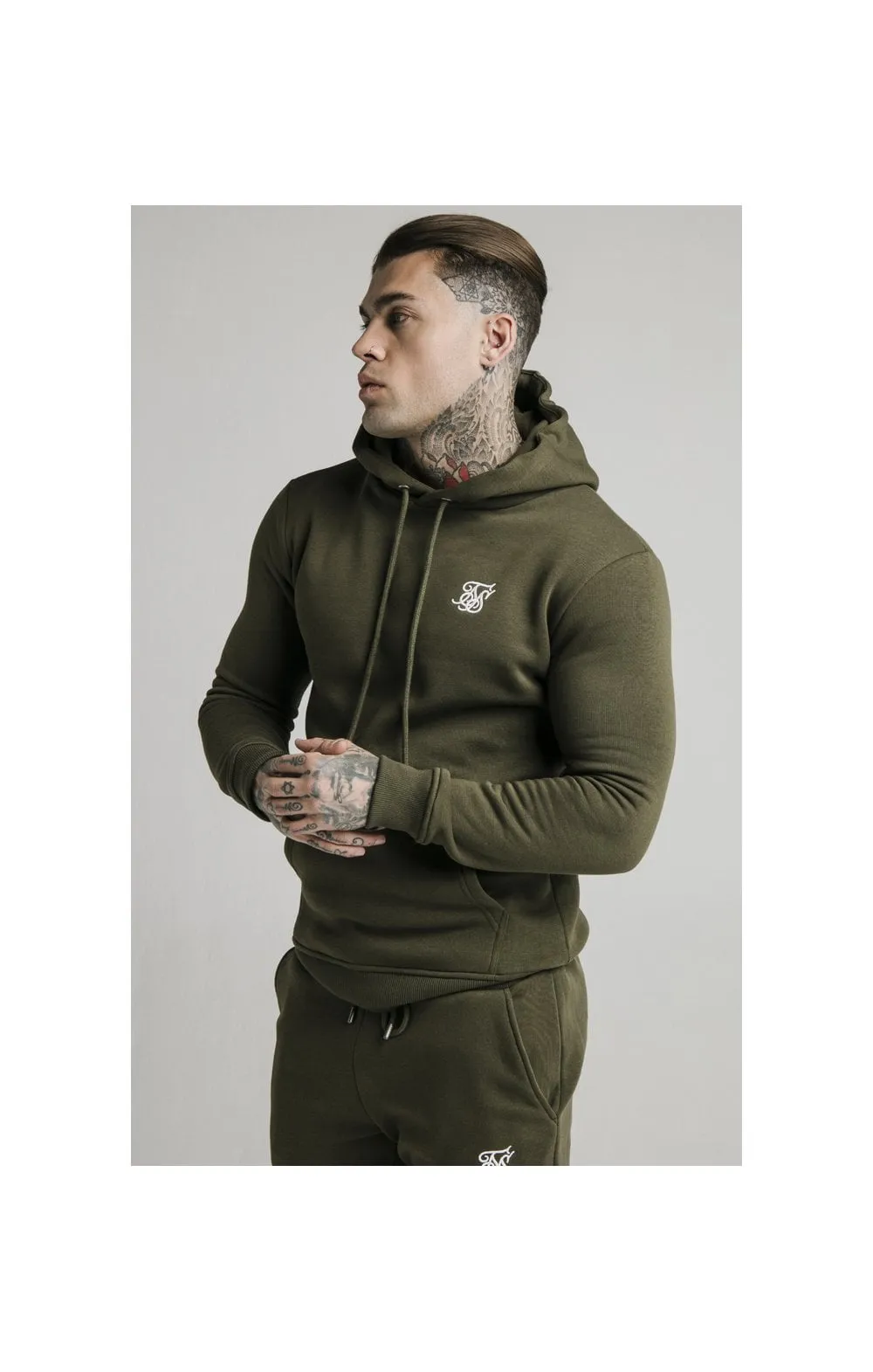 SikSilk Muscle Fit Overhead Hoodie - Khaki sold by Siksilk