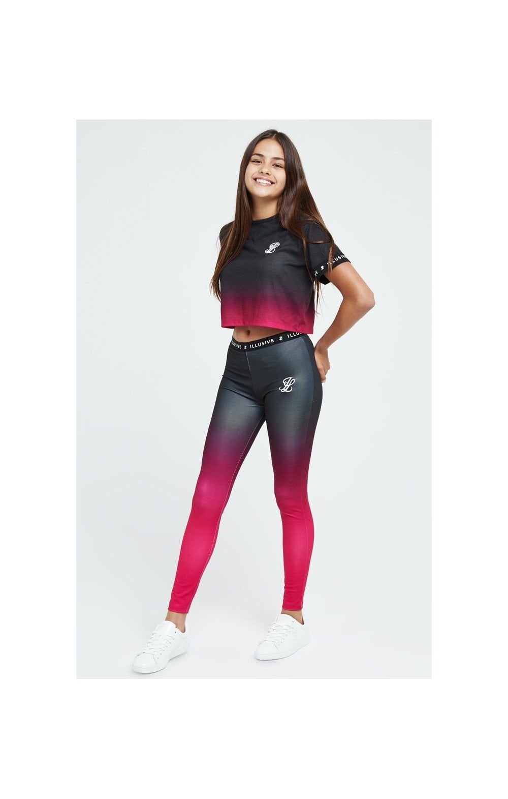 Illusive London Fade Leggings - Pink & Black sold by Siksilk product image thumbnail 5