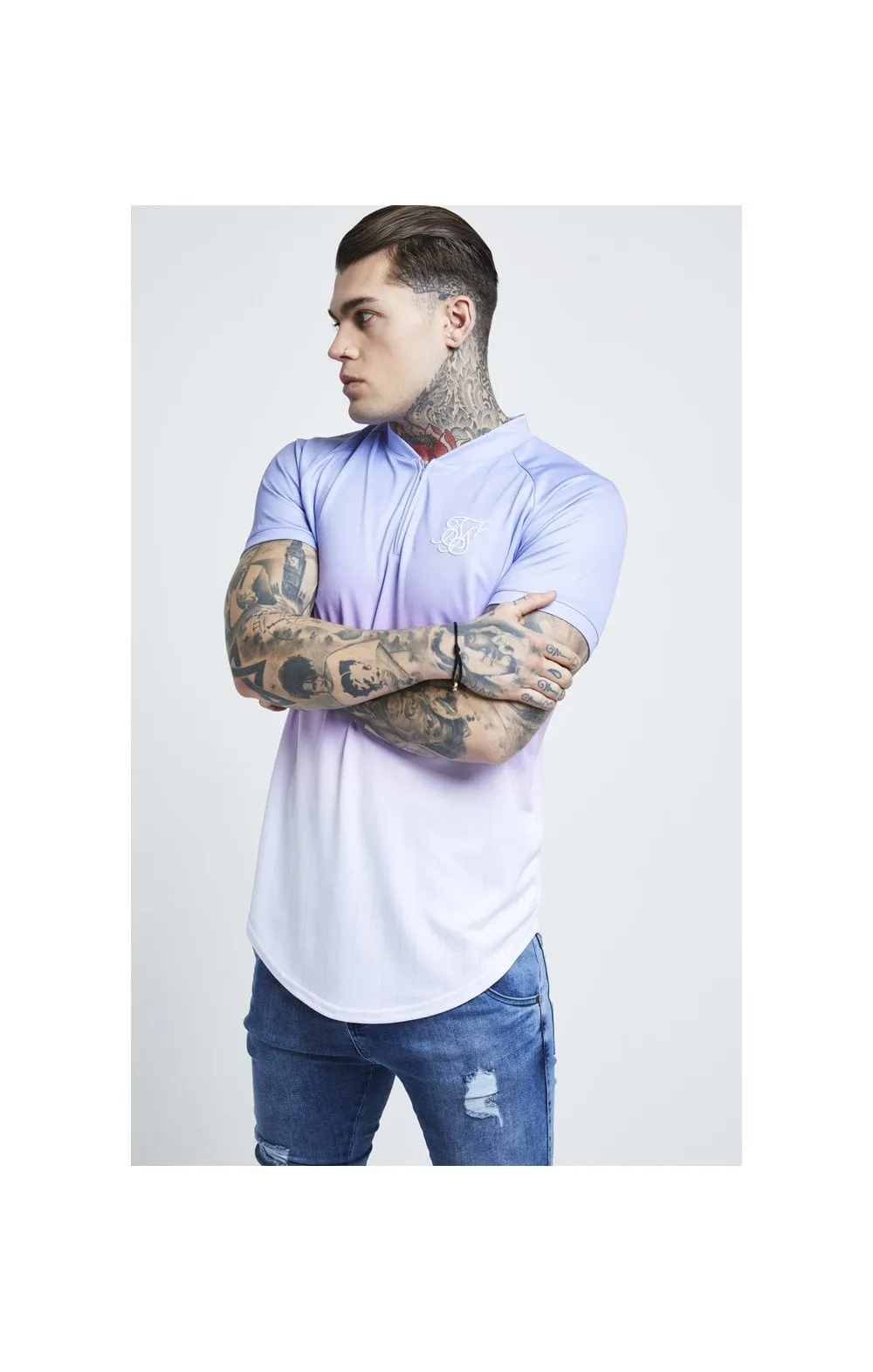 SikSilk Triple Fade Baseball Tee - Blue,Lilac & White sold by Siksilk product image thumbnail 4