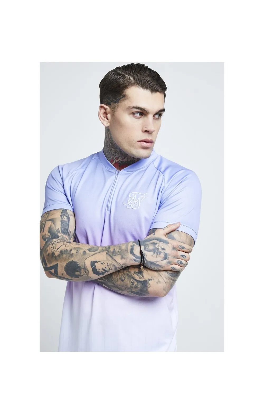 SikSilk Triple Fade Baseball Tee - Blue,Lilac & White sold by Siksilk product image thumbnail 2