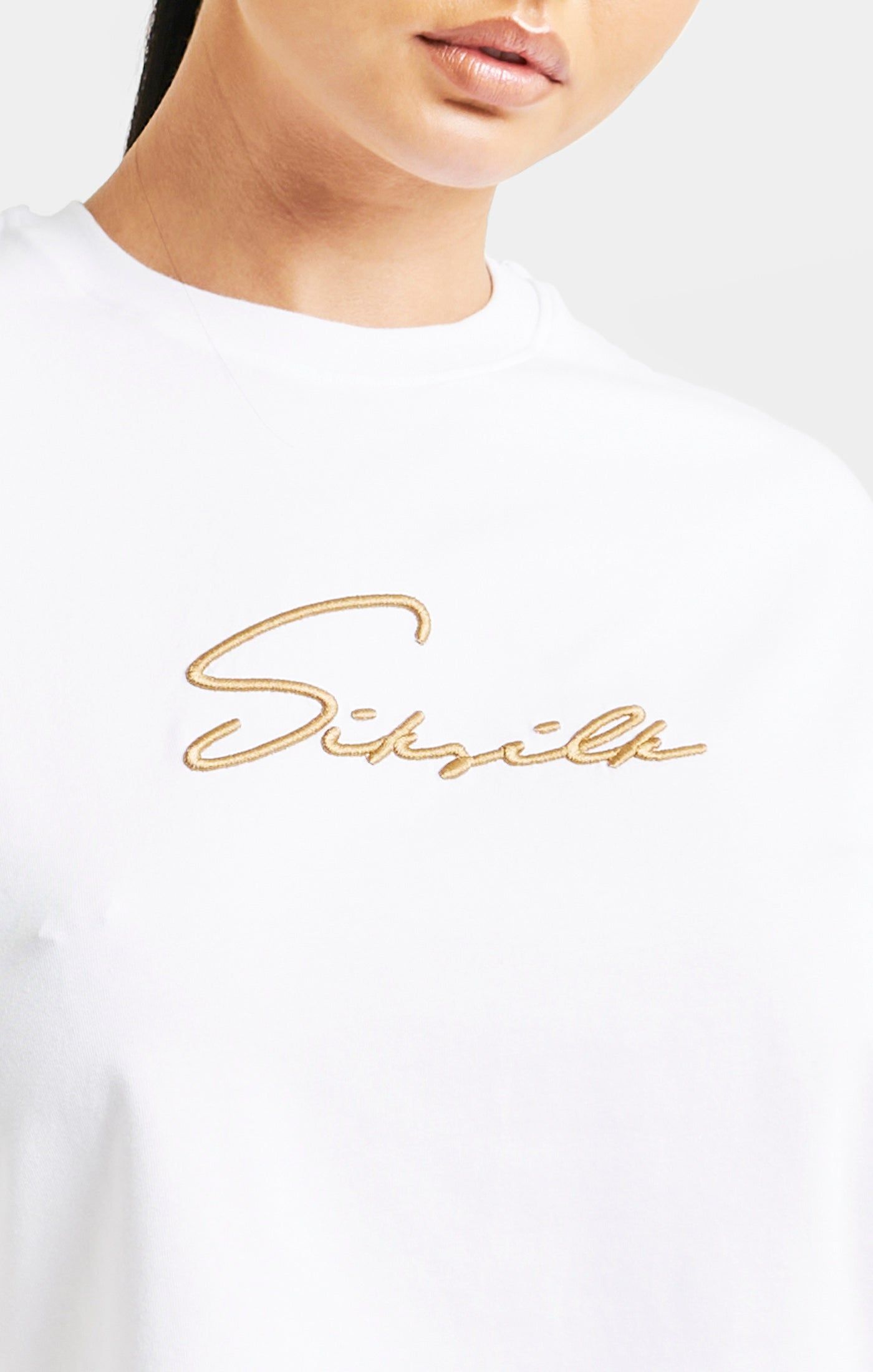 White Signature Crop Tee sold by Siksilk product image thumbnail 2