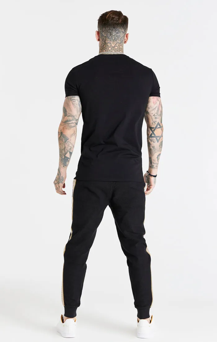 Black Cover Stitch Muscle Fit T-Shirt sold by Siksilk product image thumbnail 5