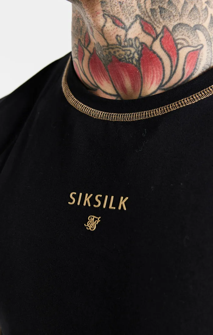 Black Cover Stitch Muscle Fit T-Shirt sold by Siksilk product image thumbnail 2