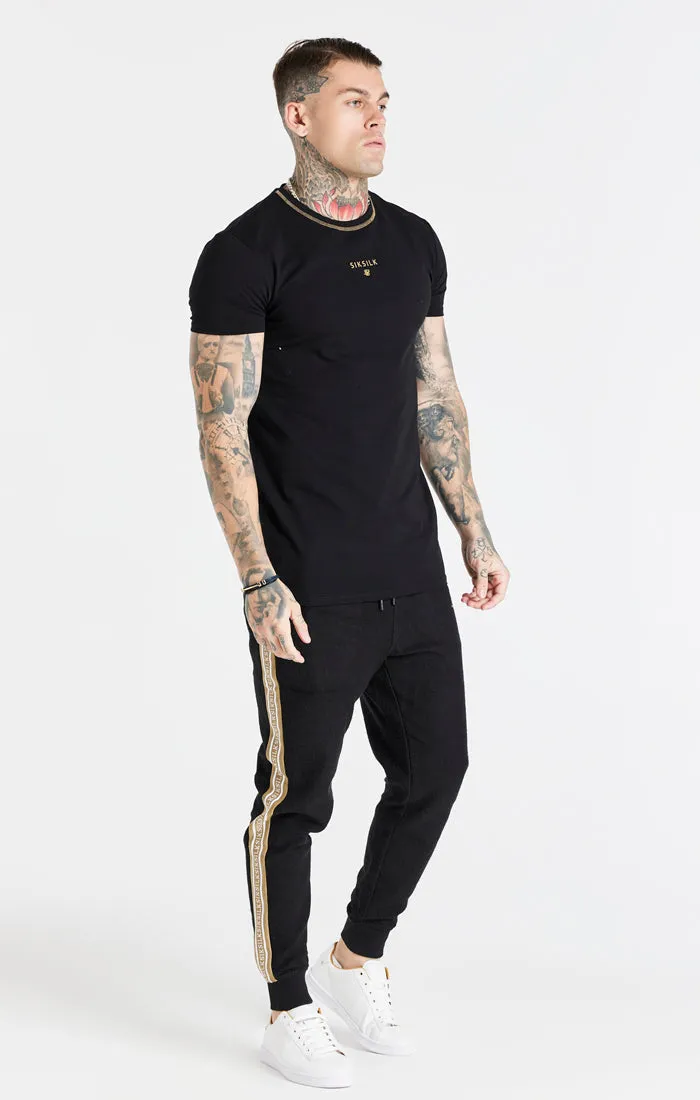 Black Cover Stitch Muscle Fit T-Shirt sold by Siksilk product image thumbnail 3