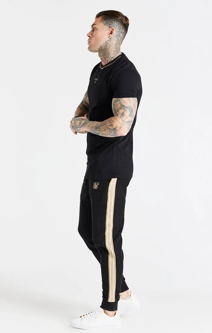 Black Cover Stitch Muscle Fit T-Shirt sold by Siksilk product image thumbnail 4