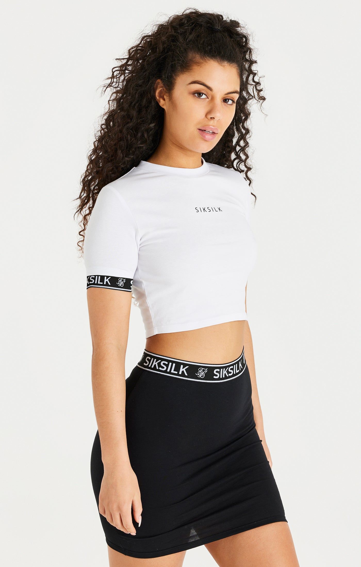 White Core Tape Crop T-Shirt sold by Siksilk product image thumbnail 5