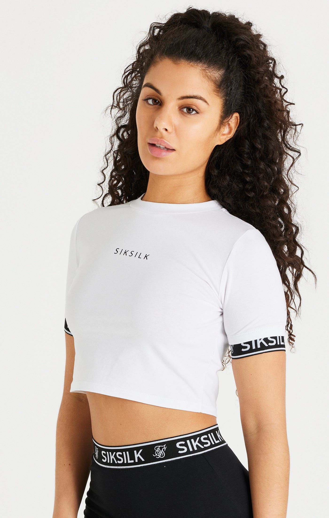 White Core Tape Crop T-Shirt sold by Siksilk product image thumbnail 6