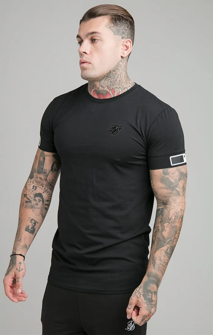 Black Short Sleeve Cuff Muscle Fit T-Shirt sold by Siksilk