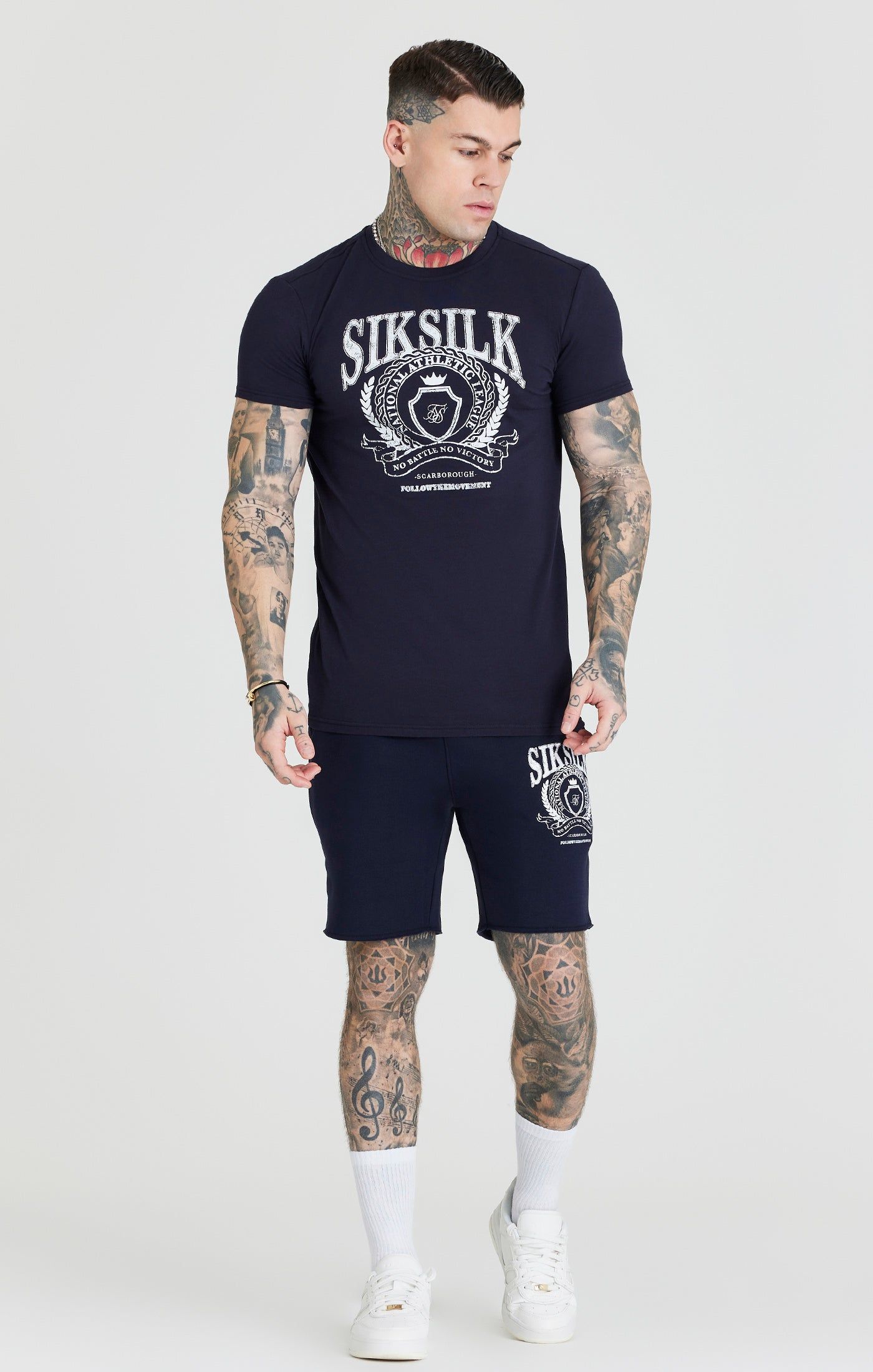 Navy Varsity Muscle Fit T-Shirt sold by Siksilk product image thumbnail 2