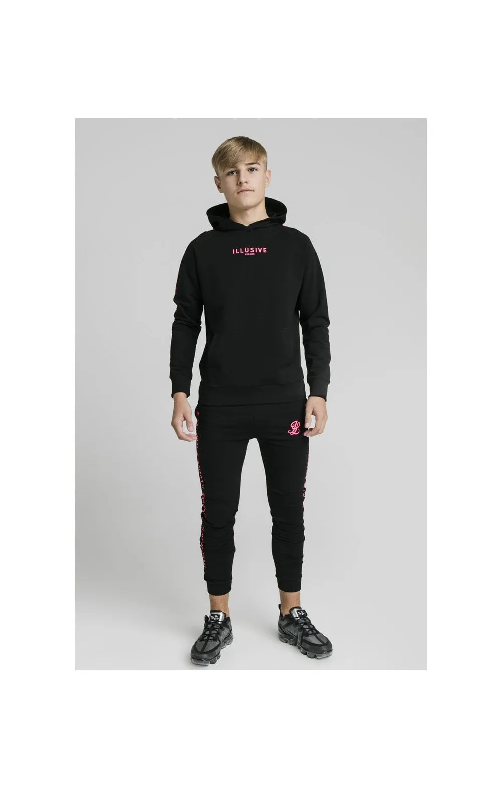 Illusive London Overhead Hoodie - Black & Neon Pink sold by Siksilk product image thumbnail 2