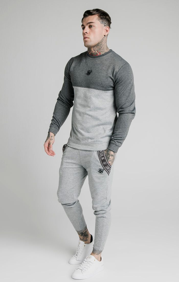 SikSilk Arc Tech Fade Crew Sweat - Grey Marl sold by Siksilk