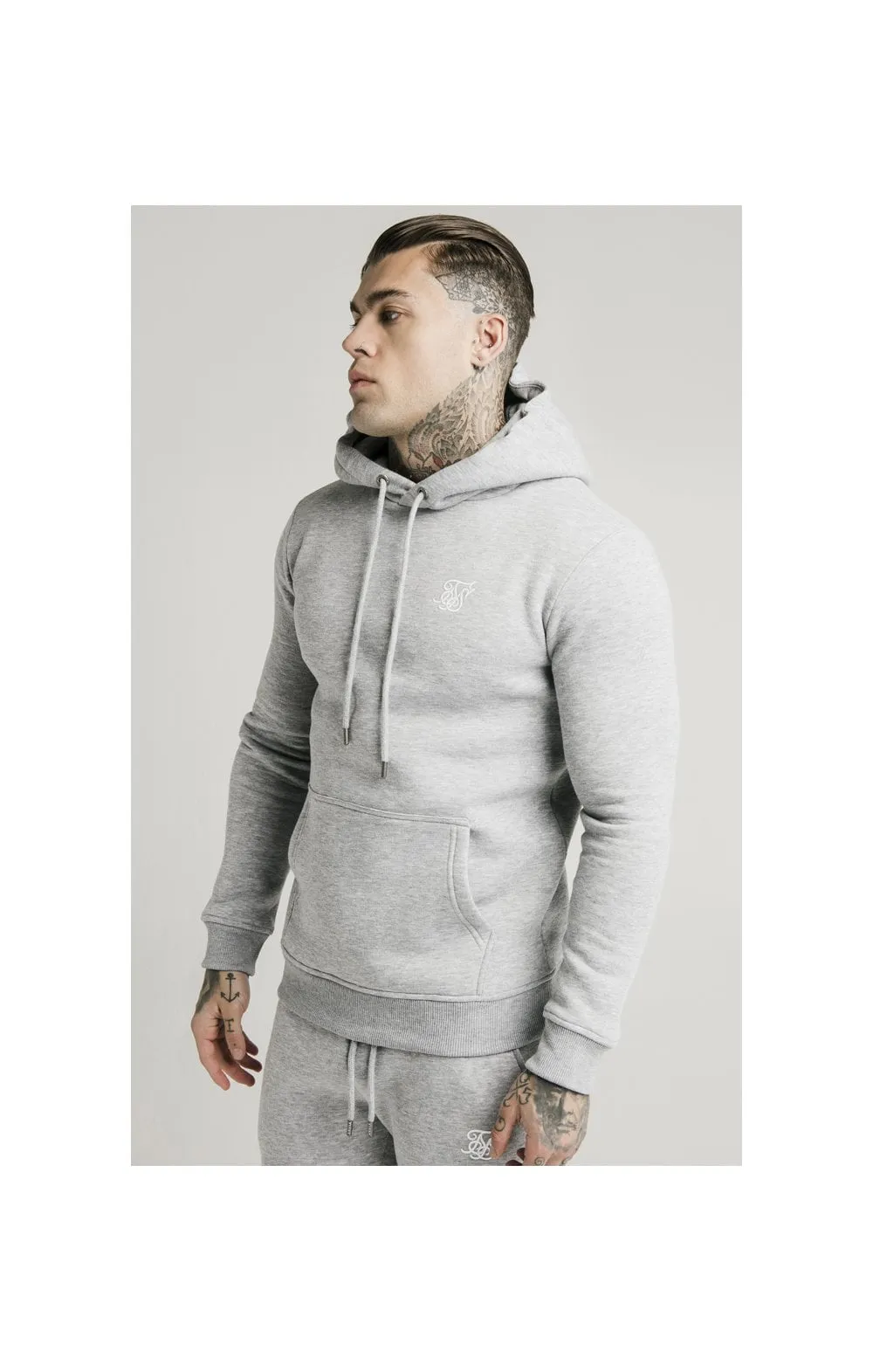 SikSilk Muscle Fit Overhead Hoodie - Grey Marl sold by Siksilk