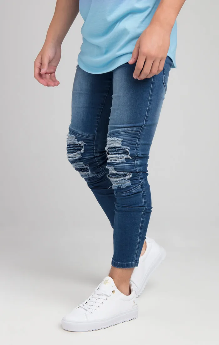 Boys Illusive Mid Wash Biker Denim Jean sold by Siksilk