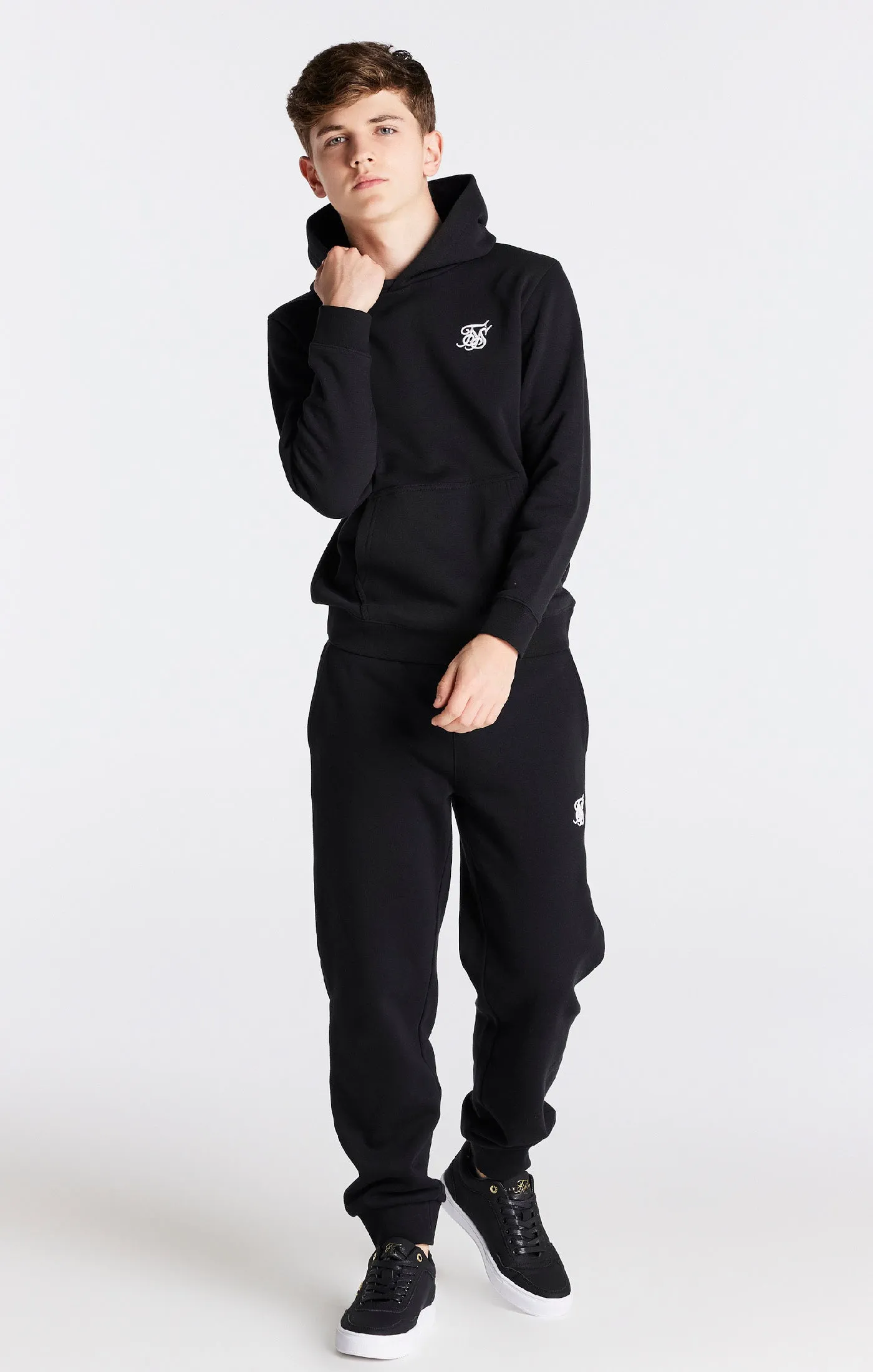 Boys Black Essentials Overhead Hoodie sold by Siksilk product image thumbnail 4