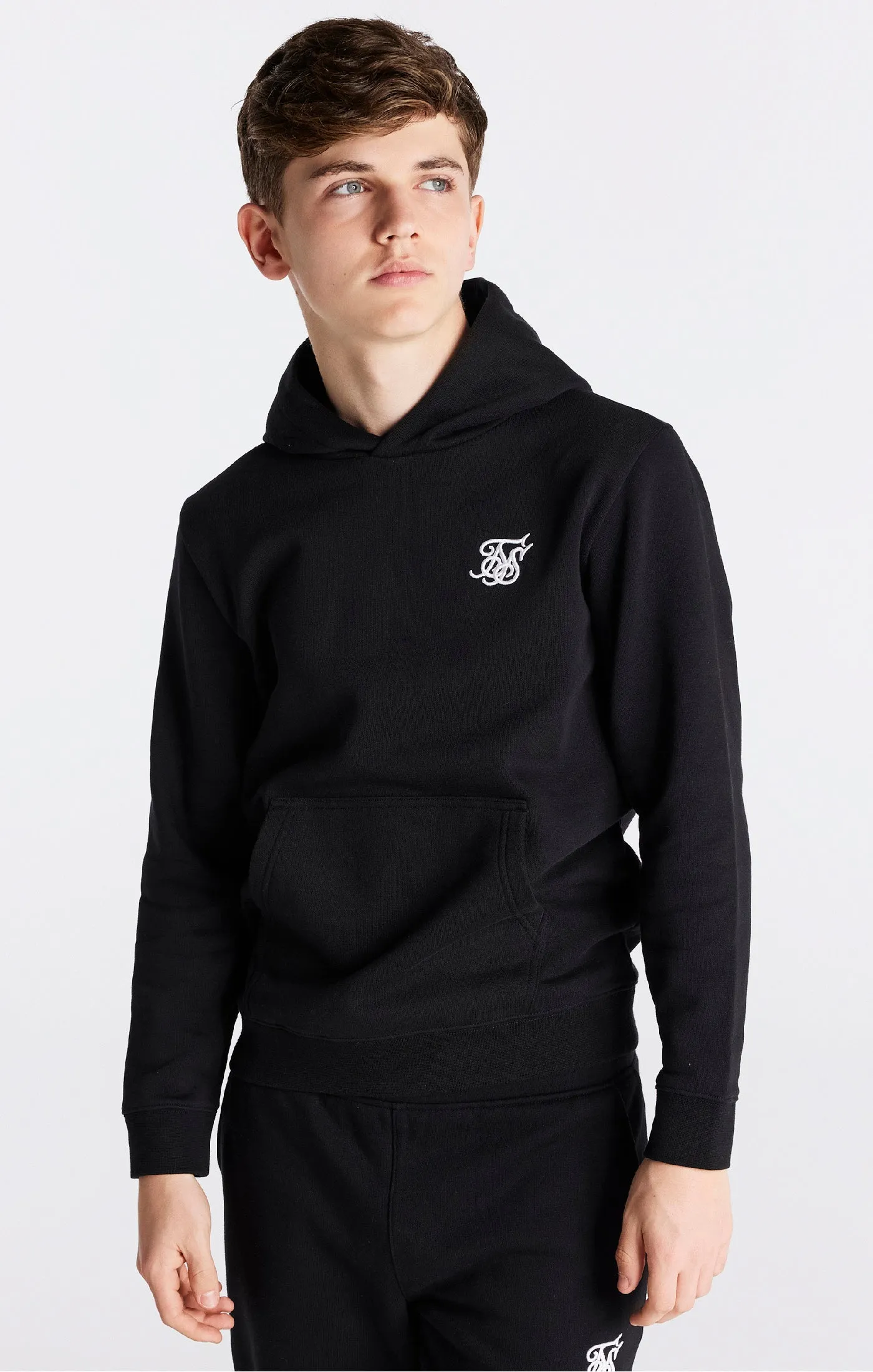 Boys Black Essentials Overhead Hoodie sold by Siksilk
