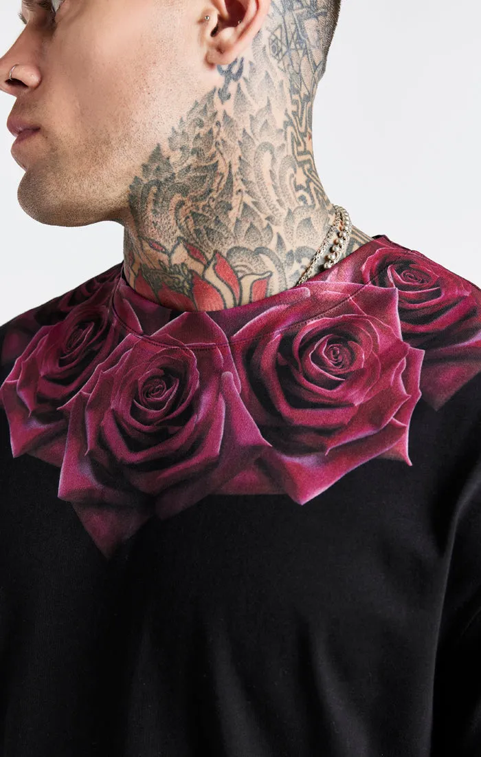 Black Relaxed Fit Rose T-Shirt sold by Siksilk product image thumbnail 2